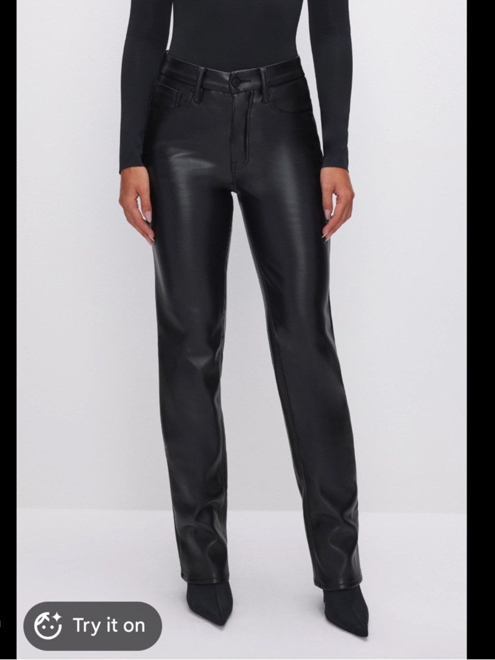 Nwot Good American Good Icon Faux Leather Pants - Black sz 28 #T1
